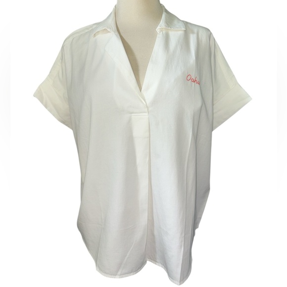 Madewell Tops - Madewell blouse pullover button down back Oahu embroidered collar Sz MED NWT